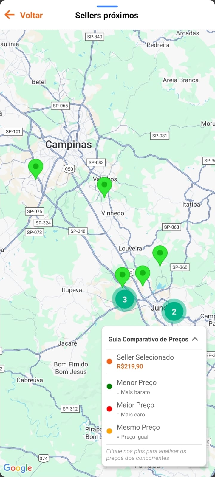 Mapa de geolocalização de sellers